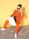 Women Orange Fleece Jogger Pants