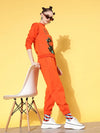 Women Orange Fleece Jogger Pants