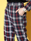 Women Navy Flannel Check Tapered Pants