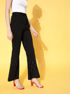 Women Black Studded Bellbottom Pants