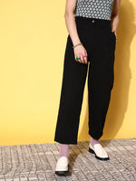 Women Black Twill Wide Leg Pants