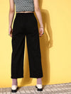 Women Black Twill Wide Leg Pants