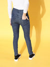 Women Blue Washed Front Button High Waist Jeans