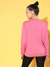 Women Solid Pink Full Sleeve Jacket