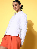 Women Solid White Full Sleeve Jacket