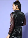 Women Solid Black Full Sleeve Jacket