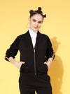 Women Solid Black Full Sleeve Jacket