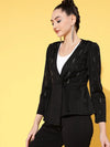 Women Embellished Black Full Sleeve Jacket