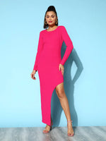 Women Fuchsia Karera Side Slit Bodycon Dress