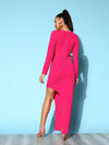 Women Fuchsia Karera Side Slit Bodycon Dress