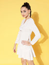 Women White Canton Front Cut Out Skater Dress