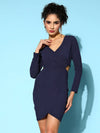 Women Navy Karera Side Cut Out Mini Wrap Dress