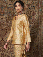 Women Golden Indian Motif Brocade Top