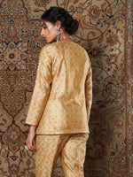 Women Golden Indian Motif Brocade Top