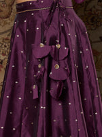 Women Purple Taffeta Jacquard Anarkali Skirt