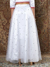 Women White Tulle Sequins Anarkali Skirt