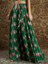 Women Green Chanderi Floral Anarkali Skirt