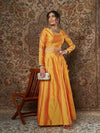 Women Mustard Taffeta Jacquard Anarkali Skirt