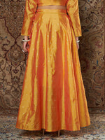 Women Mustard Taffeta Jacquard Anarkali Skirt