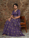 Women Purple Brocade Floral Anarkali Skirt