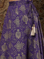 Women Purple Brocade Floral Anarkali Skirt