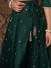 Women Green Tulle Sequins Anarkali Skirt