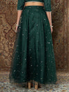 Women Green Tulle Sequins Anarkali Skirt