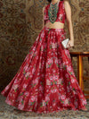 Women Maroon Chanderi Floral Anarkali Skirt