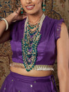 Women Purple Crepe Top With Tulle Aanrkali Skirt