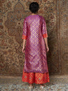 Women Purple & Red Brocade Yoke Kurta With Brocade Pants