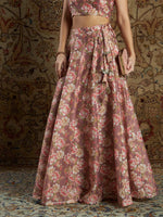 Women Mauve Chanderi Floral Anarkali Skirt