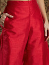 Women Navy Geometric Brocade Kurta With Red Palazzo Pants