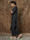 Women Black Zari Embroidered Kurta With Palazzo Pants