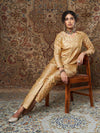 Women Golden Indian Motif Brocade Shirt With Pants