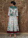 Women Sea Green Floral Velvet Kurta With Palazzo Pants