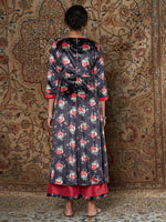 Women Navy Floral Velvet Kurta With Palazzo Pants