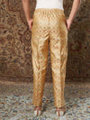 Women Golden Indian Motif Brocade Pants