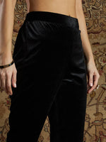 Women Black Velvet Zari Kurta With Pencil Pants