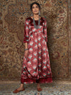 Women Maroon Floral Velvet Kurta With Palazzo Pants