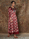 Women Maroon Floral Velvet Kurta With Palazzo Pants