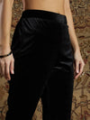 Women Black Velvet Zari Embroidered Pencil Pants