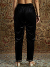 Women Black Velvet Zari Embroidered Pencil Pants