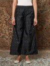 Women Black Jacquard Ankle Palazzo Pants