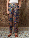 Women Navy Large Indian Motif Brocade Pants