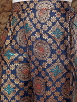 Women Navy Large Indian Motif Brocade Pants