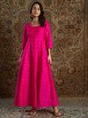 Women Fuchsia Jacquard Anarkali Maxi Dress