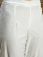 Women White Velvet Zari Embroidered Tulip Pants