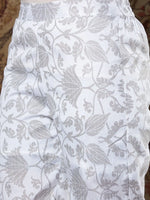 Women White Bocade Floral Pencil Pants