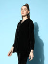 Women Black Velvet Shirt