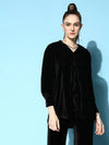 Women Black Velvet Shirt